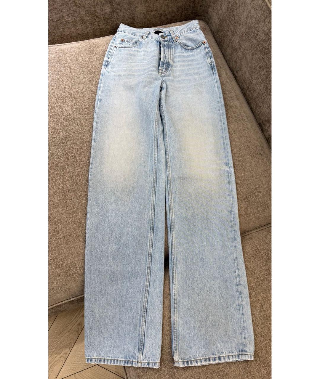 SAINT LAURENT Голубые хлопковые прямые джинсы, фото 7