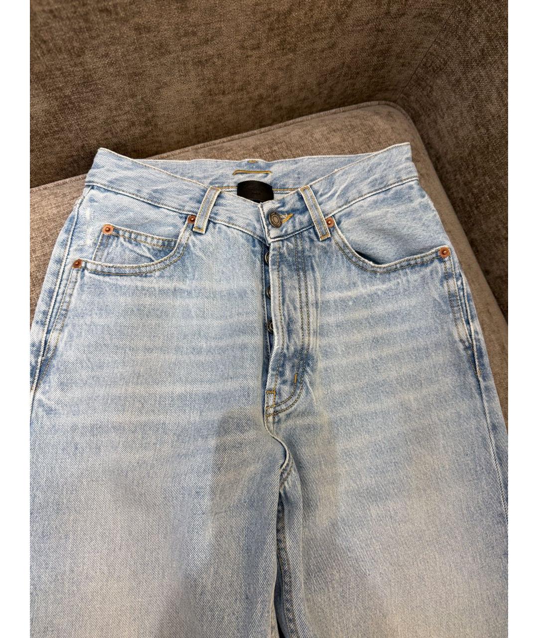 SAINT LAURENT Голубые хлопковые прямые джинсы, фото 6