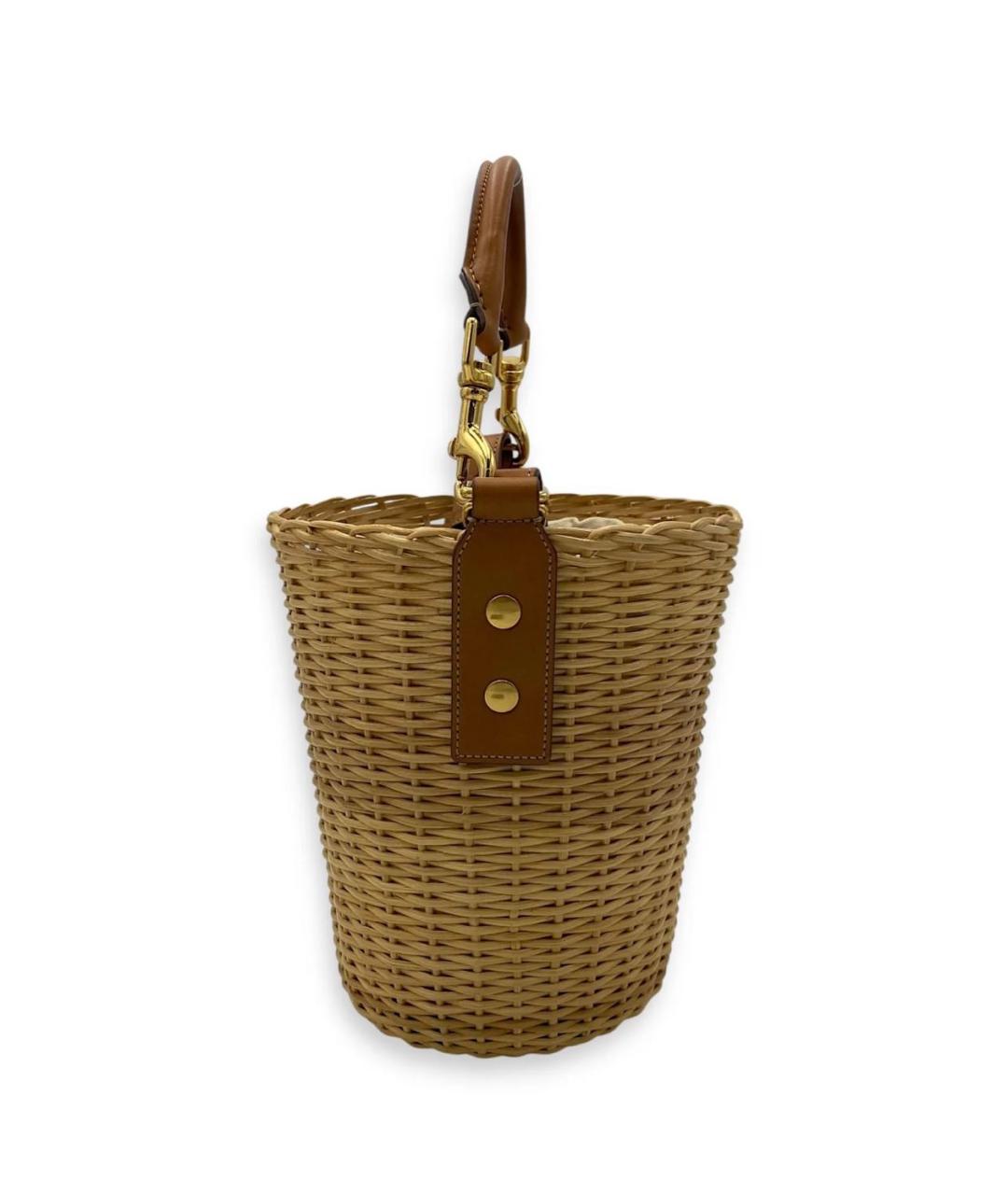 SAINT LAURENT Бежевая пелетеная пляжная сумка, фото 3