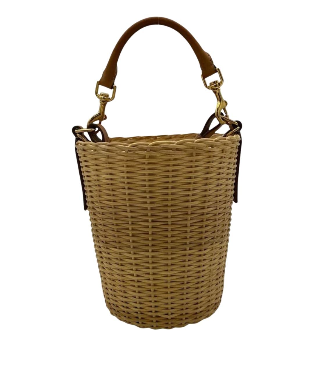 SAINT LAURENT Бежевая пелетеная пляжная сумка, фото 1