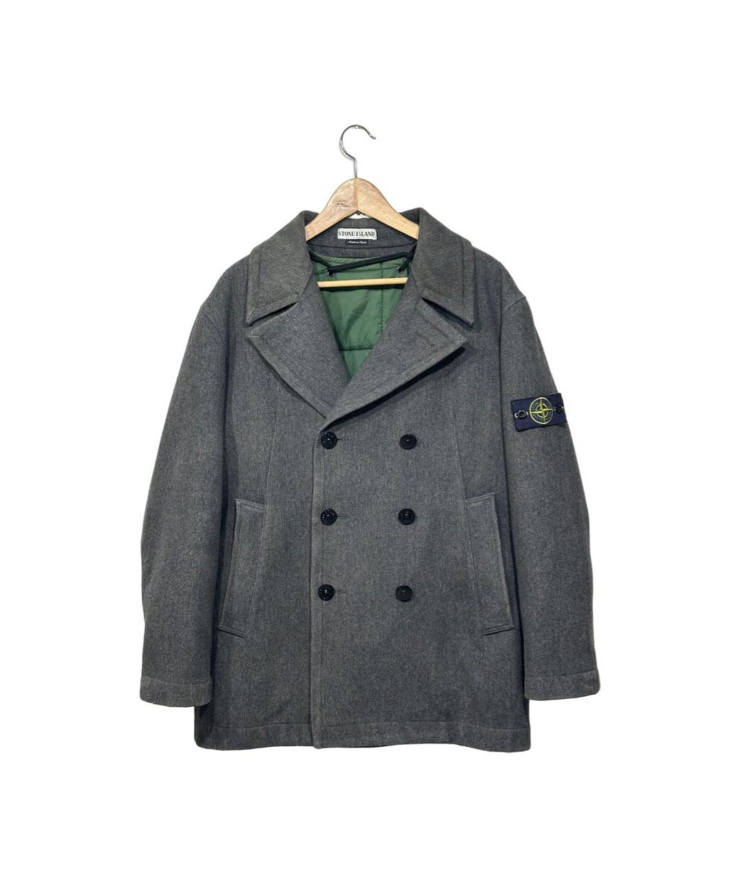 STONE ISLAND Антрацитовое шерстяное пальто, фото 9
