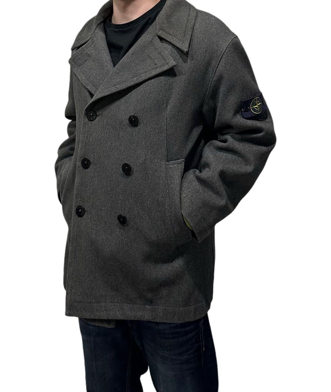 STONE ISLAND Антрацитовое шерстяное пальто, фото 6