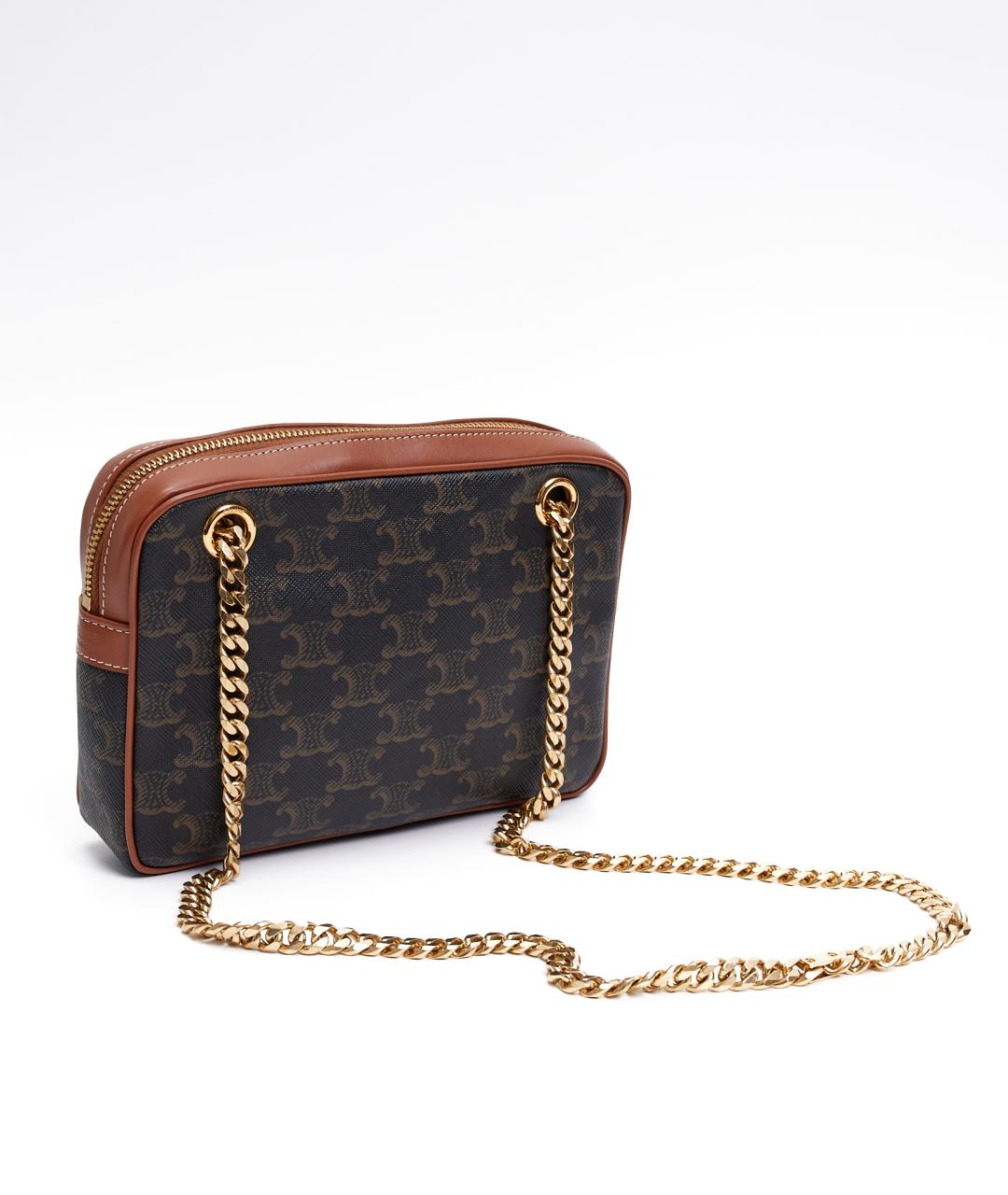 CELINE Коричневая кожаная сумка через плечо, фото 6