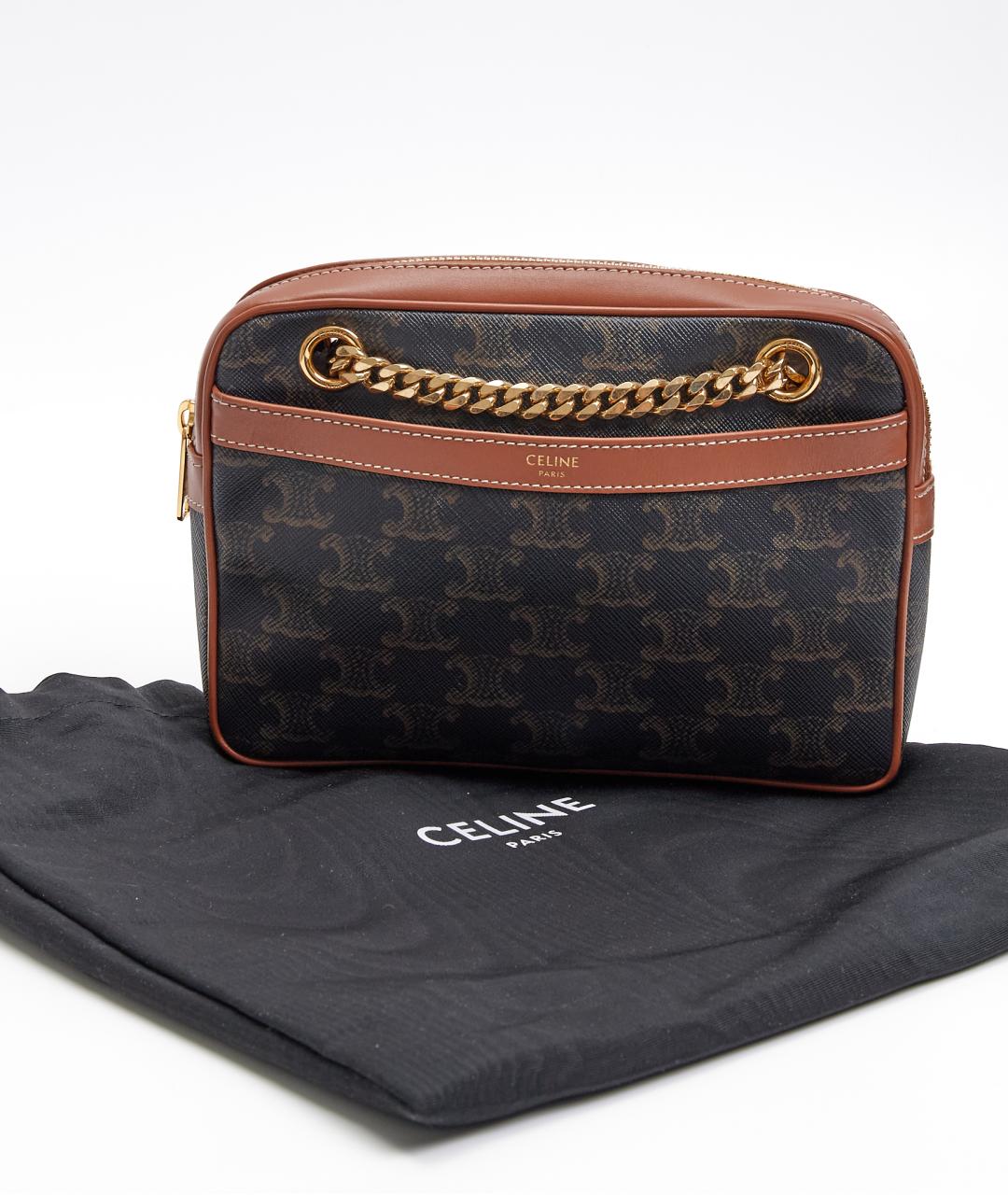 CELINE Коричневая кожаная сумка через плечо, фото 5