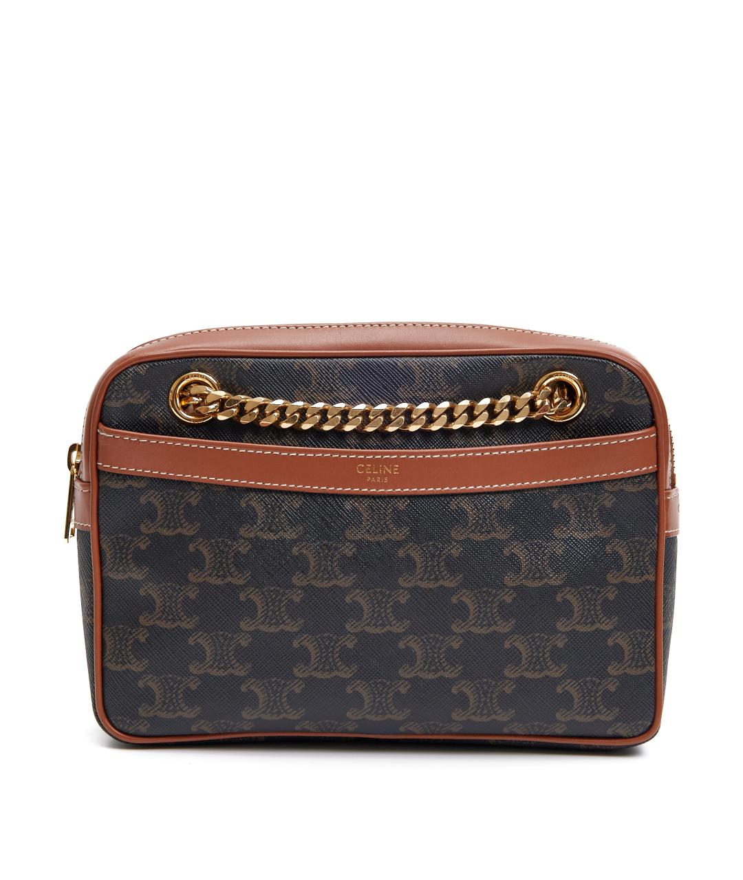 CELINE Коричневая кожаная сумка через плечо, фото 8