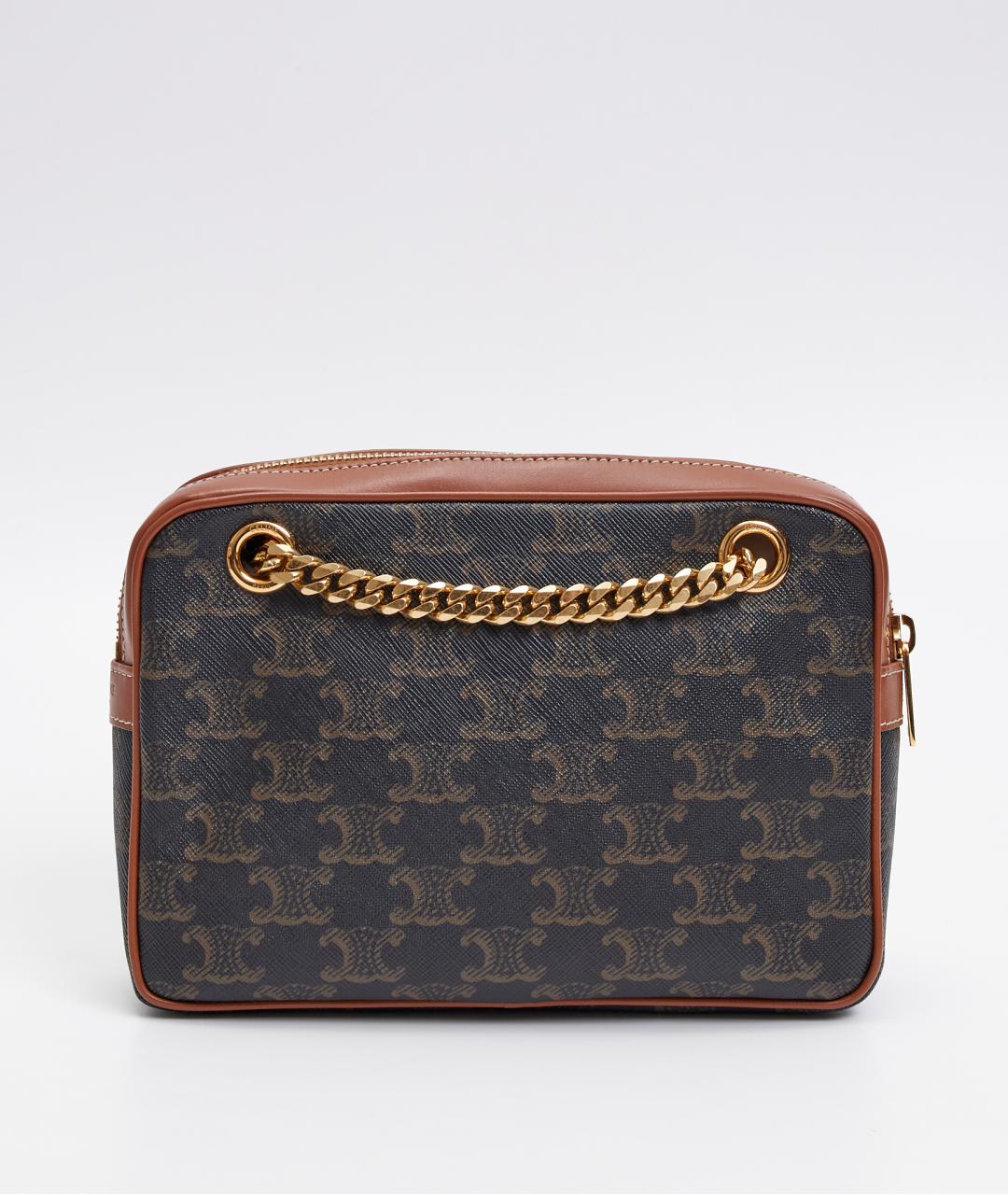 CELINE Коричневая кожаная сумка через плечо, фото 7