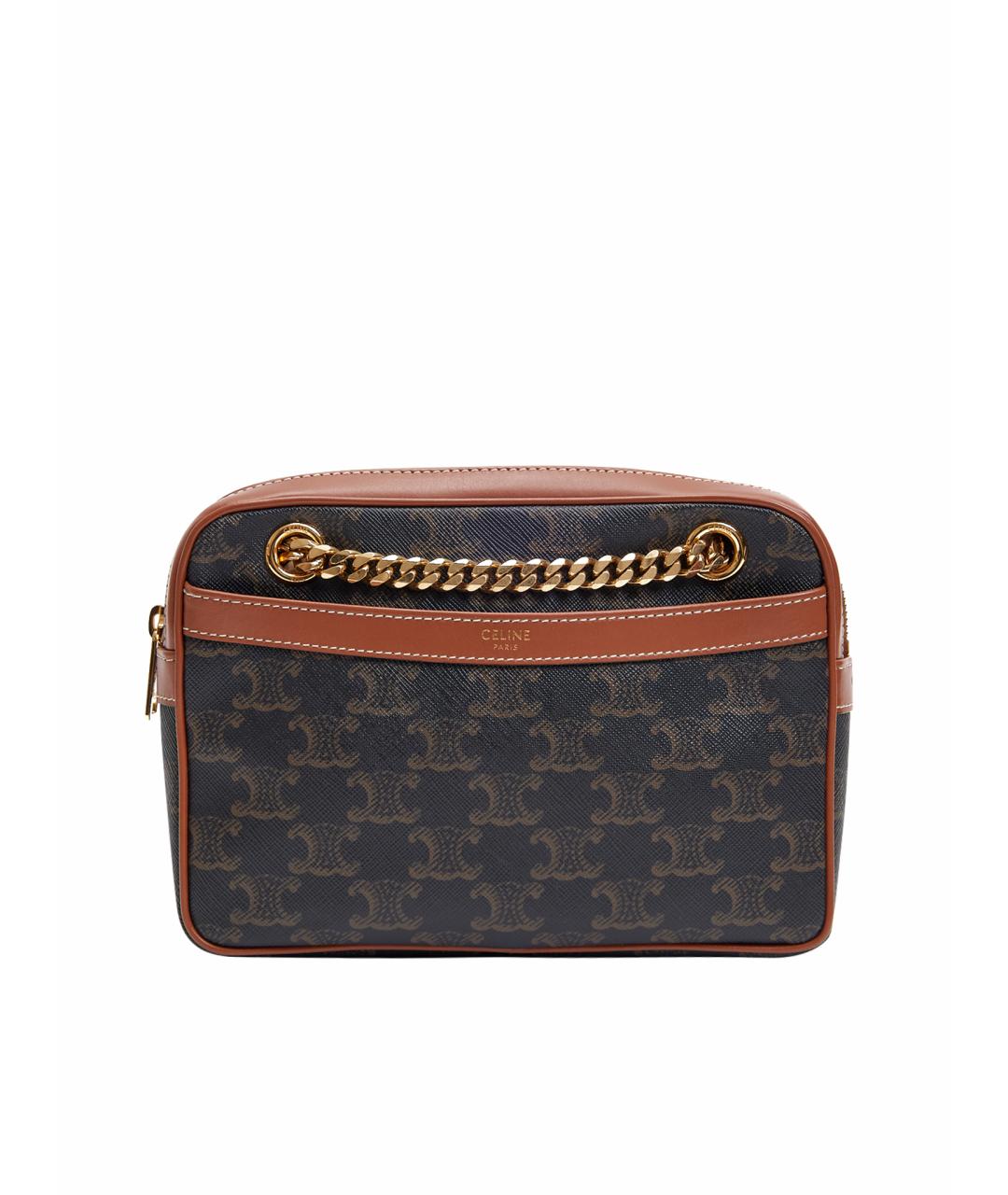 CELINE Коричневая кожаная сумка через плечо, фото 1