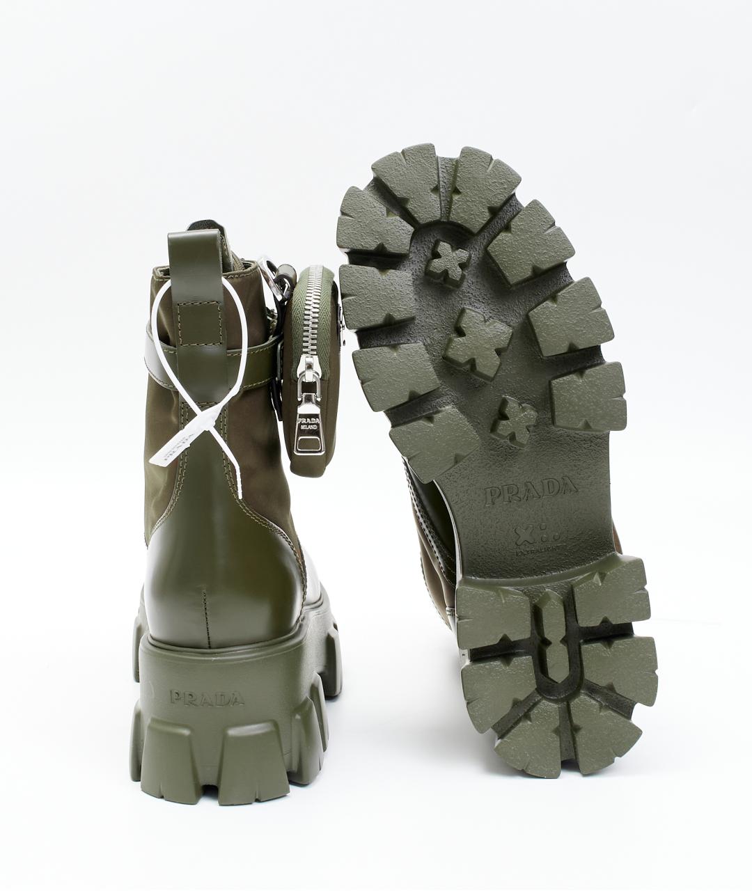 PRADA Хаки кожаные ботинки, фото 4
