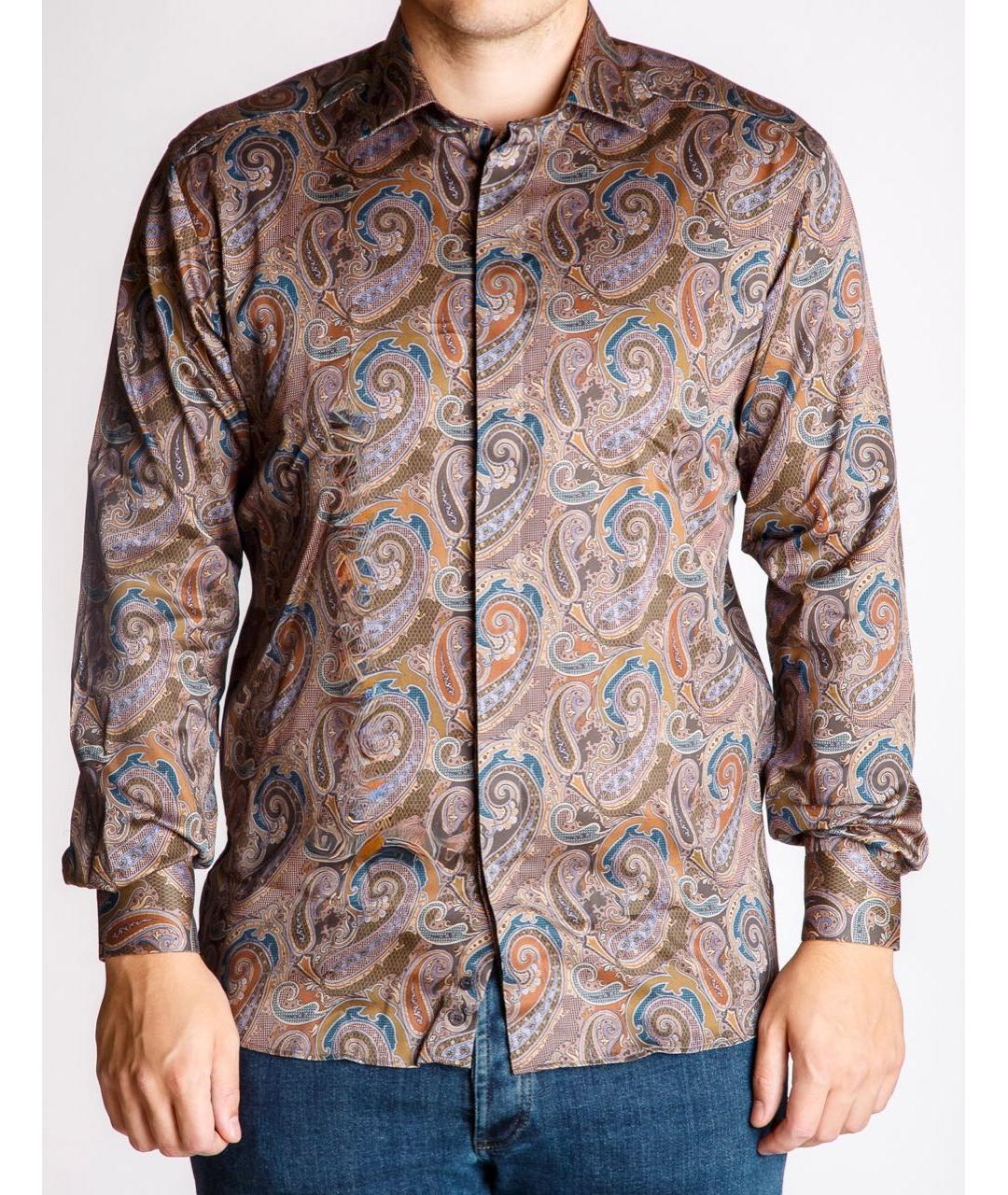 ETRO Коричневая хлопковая кэжуал рубашка, фото 2