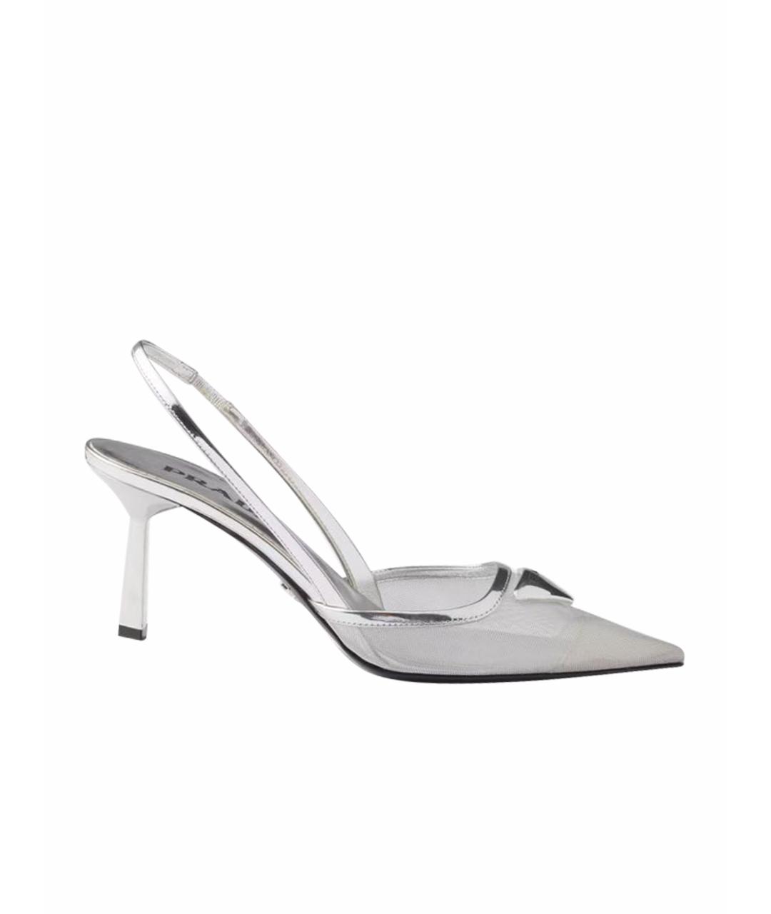 PRADA Серебряные кожаные туфли, фото 1