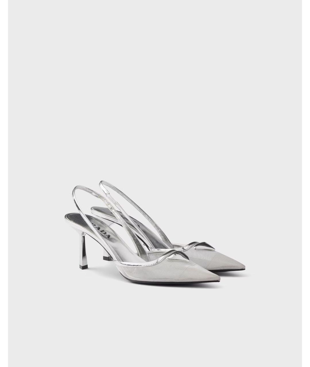 PRADA Серебряные кожаные туфли, фото 2