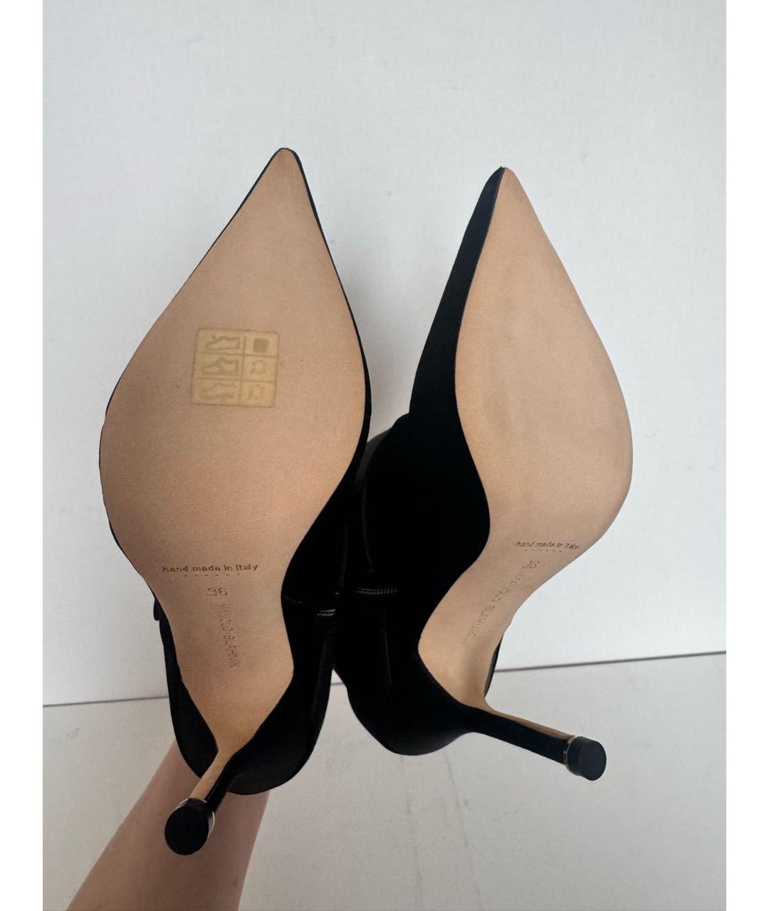 MANOLO BLAHNIK Черные бархатные ботильоны, фото 8