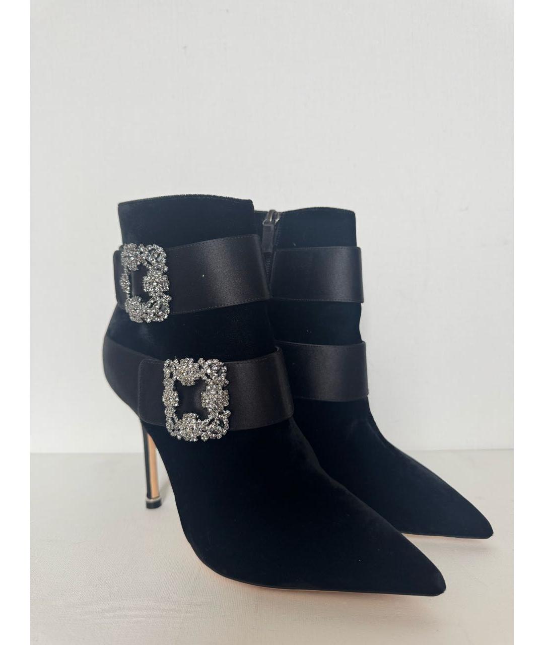 MANOLO BLAHNIK Черные бархатные ботильоны, фото 7