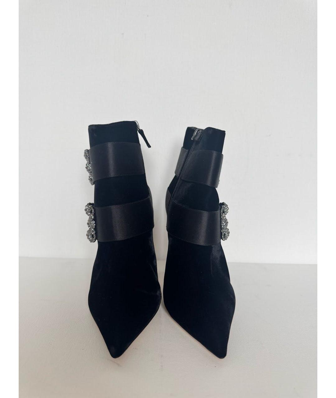 MANOLO BLAHNIK Черные бархатные ботильоны, фото 2