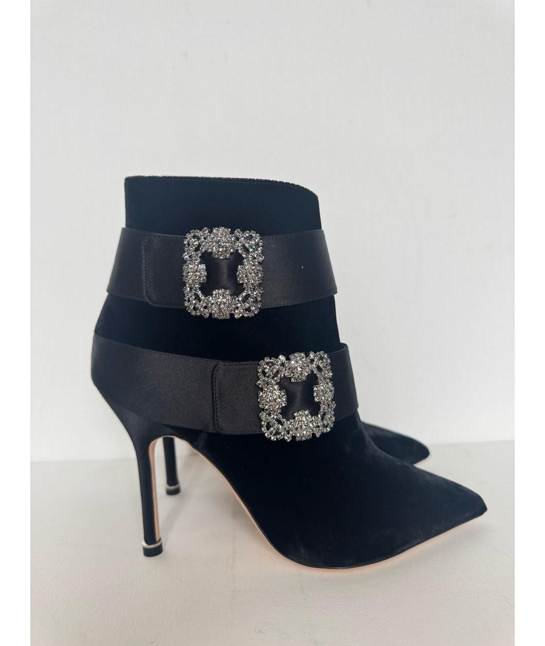 MANOLO BLAHNIK Черные бархатные ботильоны, фото 9