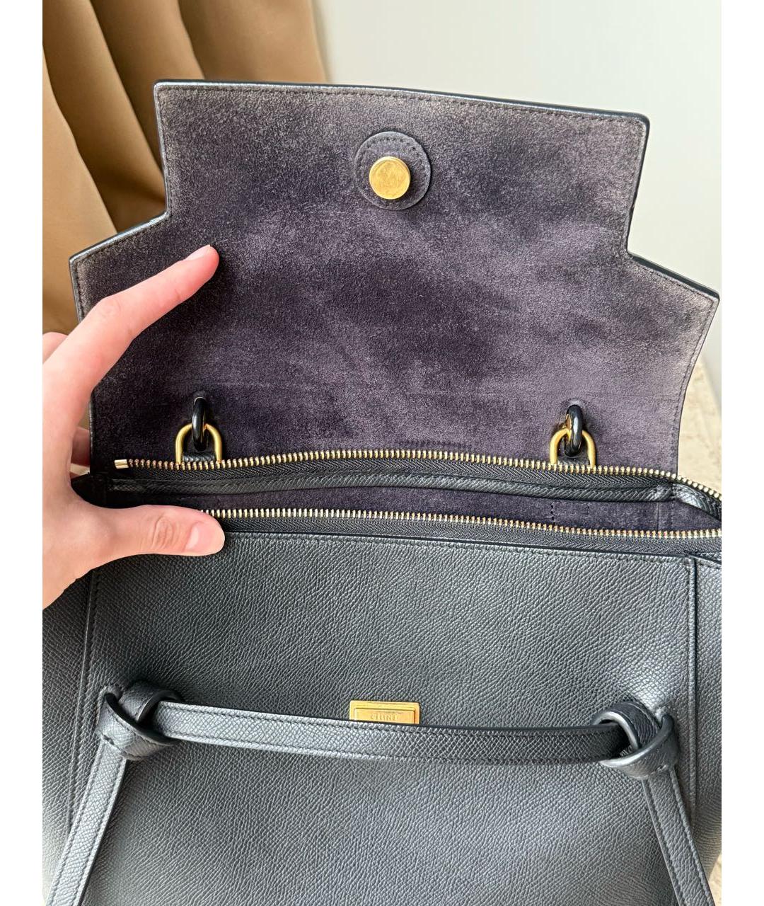 CELINE Черная кожаная сумка с короткими ручками, фото 7