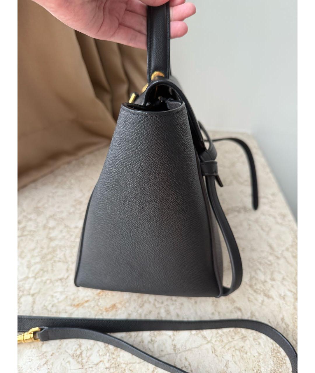 CELINE Черная кожаная сумка с короткими ручками, фото 3