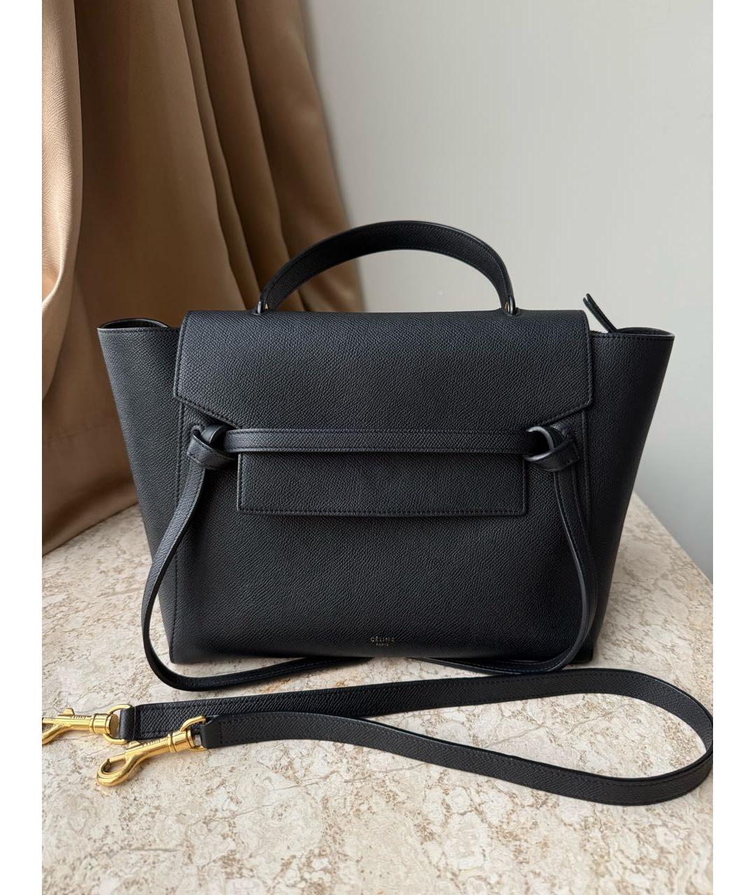 CELINE Черная кожаная сумка с короткими ручками, фото 2