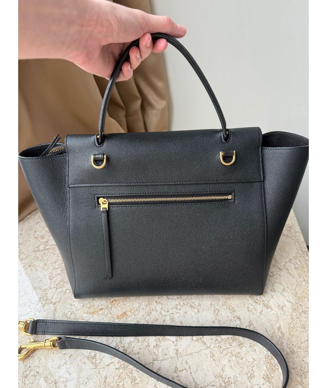 CELINE Черная кожаная сумка с короткими ручками, фото 5