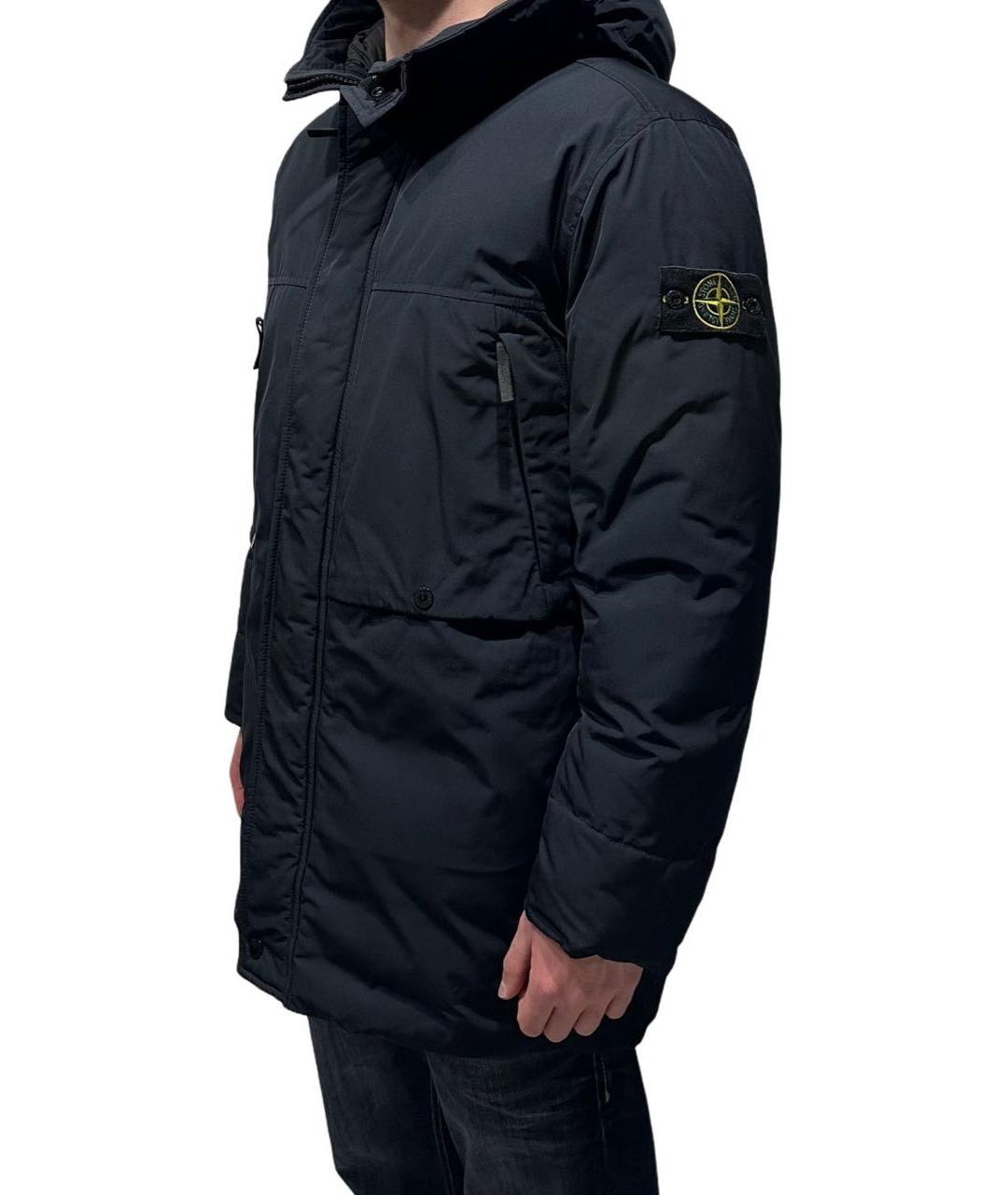 STONE ISLAND Темно-синий полиэстеровый пуховик, фото 4