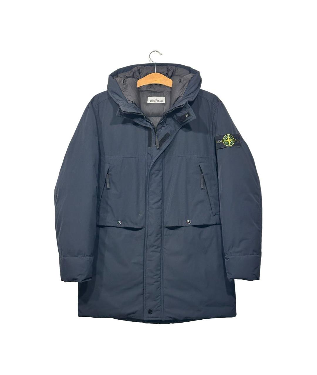 STONE ISLAND Темно-синий полиэстеровый пуховик, фото 9