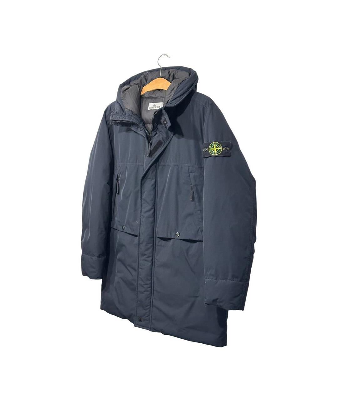 STONE ISLAND Темно-синий полиэстеровый пуховик, фото 2