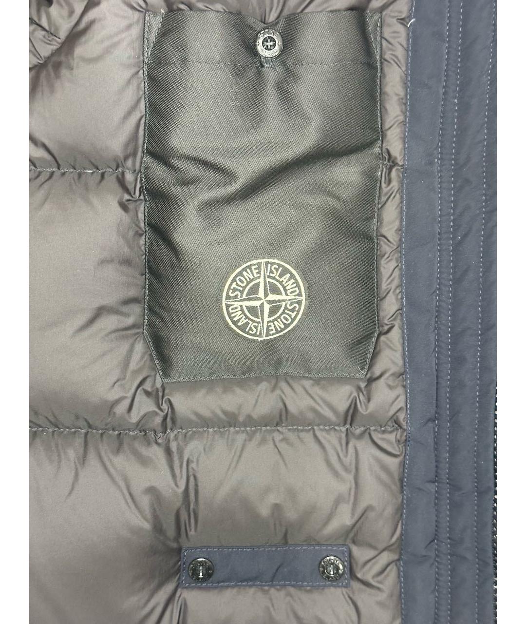 STONE ISLAND Темно-синий полиэстеровый пуховик, фото 7