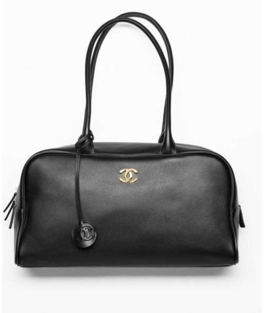 CHANEL Черная кожаная сумка с короткими ручками, фото 4