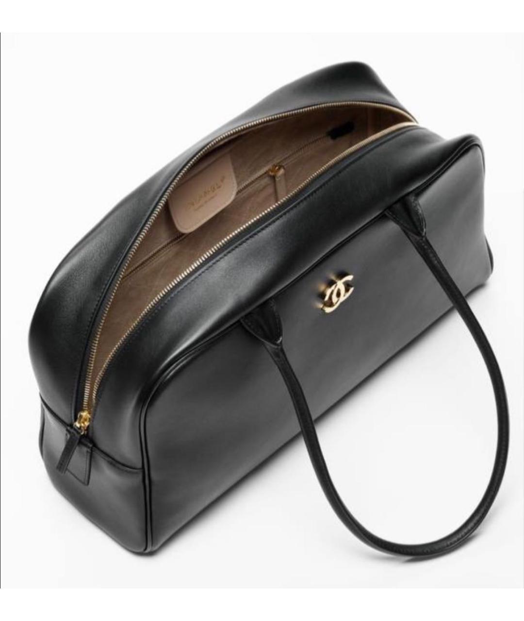 CHANEL Черная кожаная сумка с короткими ручками, фото 3