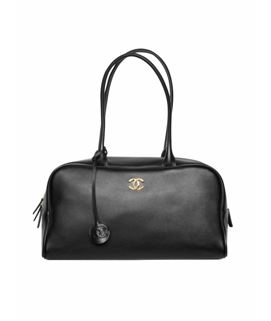 CHANEL Черная кожаная сумка с короткими ручками, фото 1