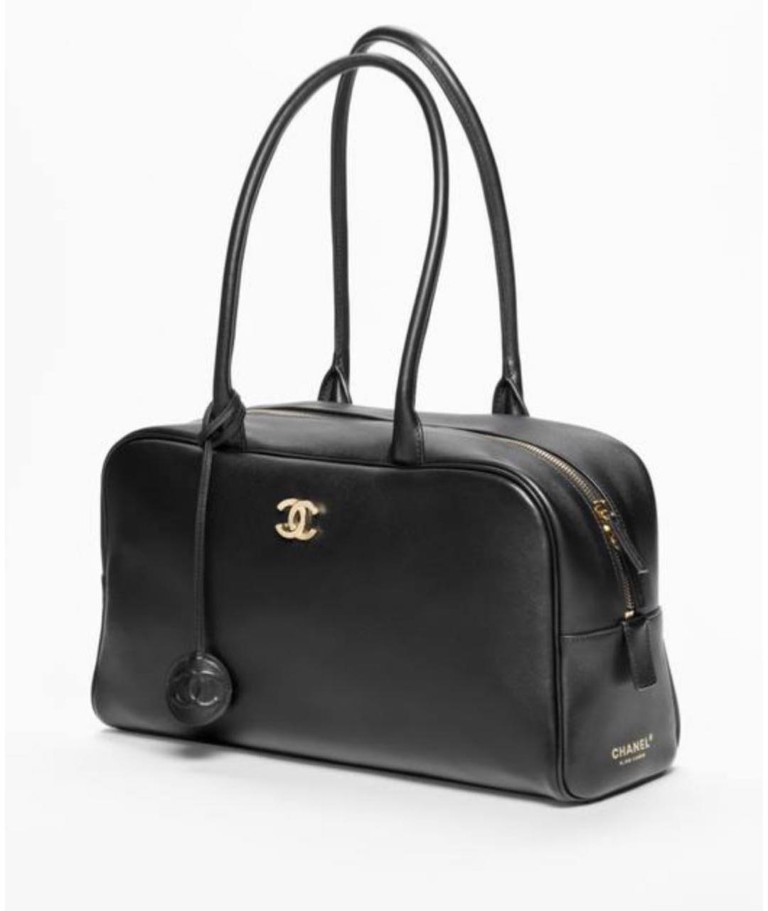 CHANEL Черная кожаная сумка с короткими ручками, фото 2