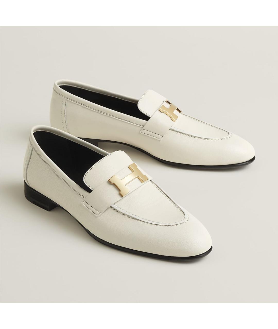 HERMES Бежевые кожаные лоферы, фото 3