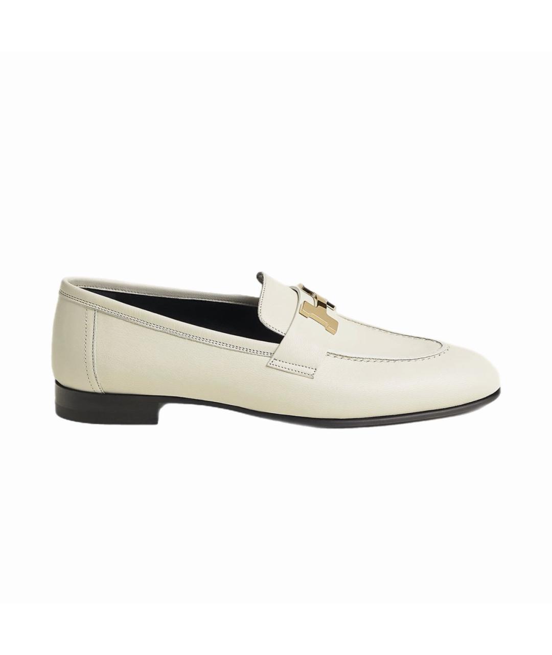HERMES Бежевые кожаные лоферы, фото 1