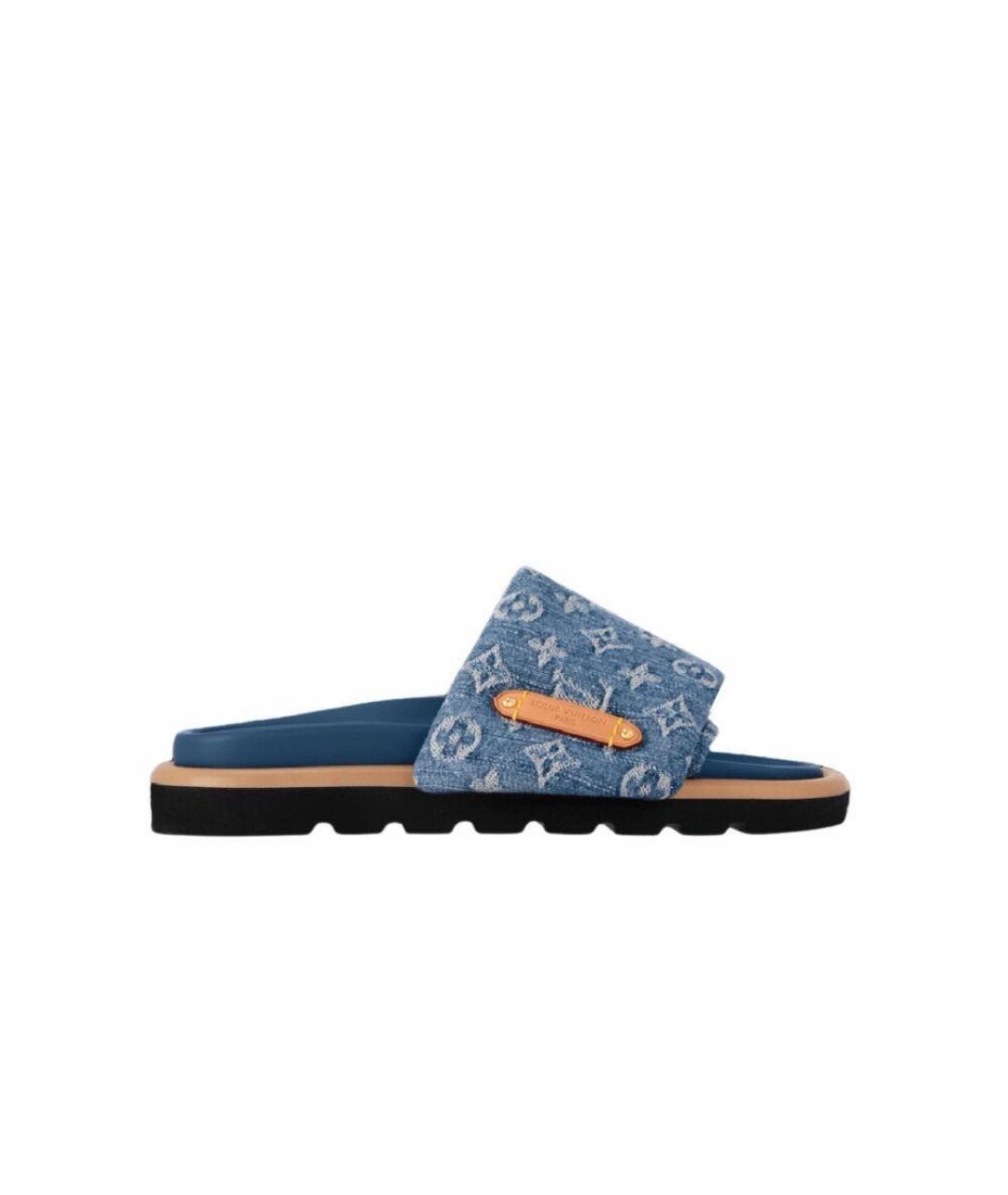 LOUIS VUITTON Синие текстильные шлепанцы, фото 1