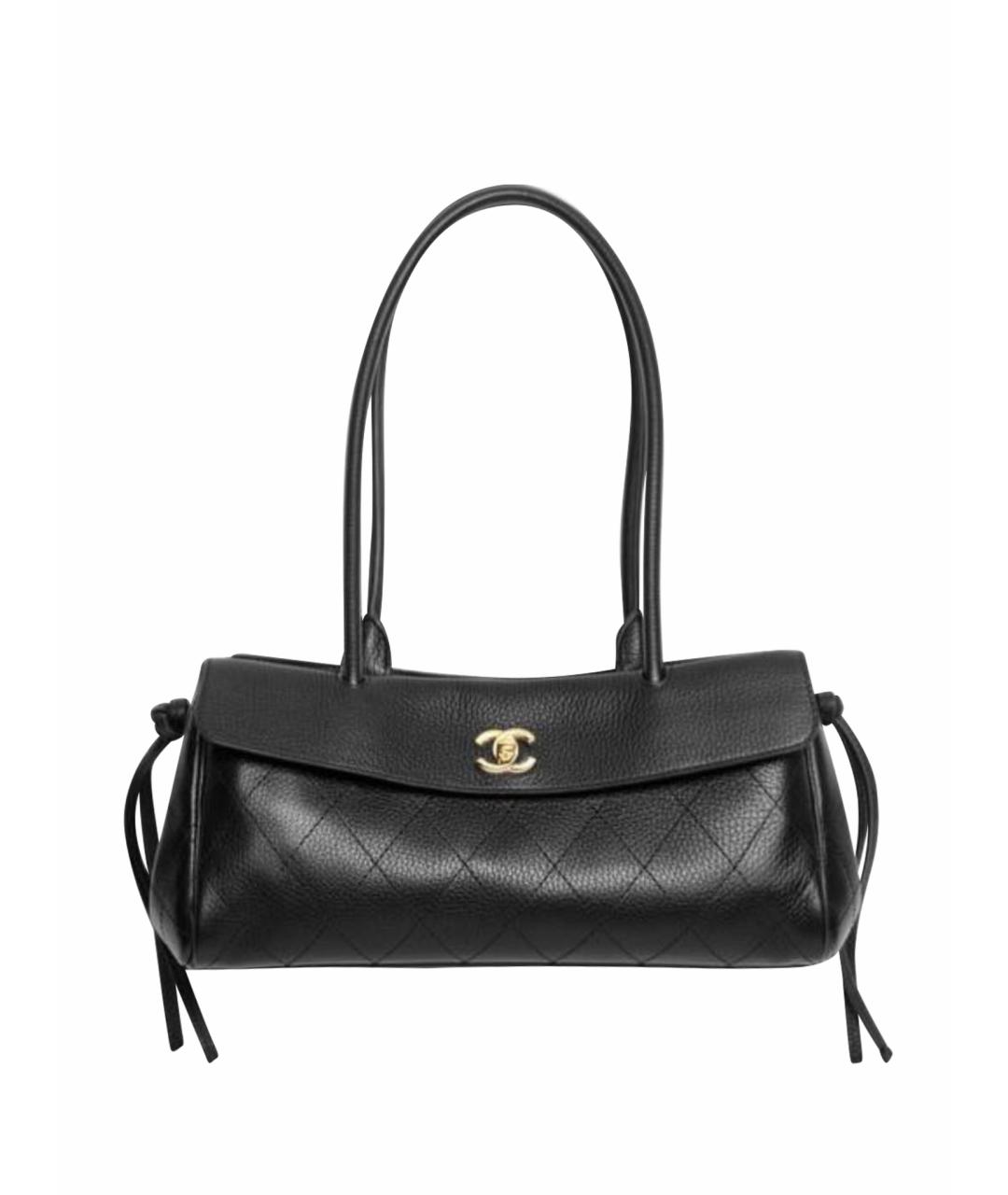 CHANEL Черная кожаная сумка с короткими ручками, фото 1