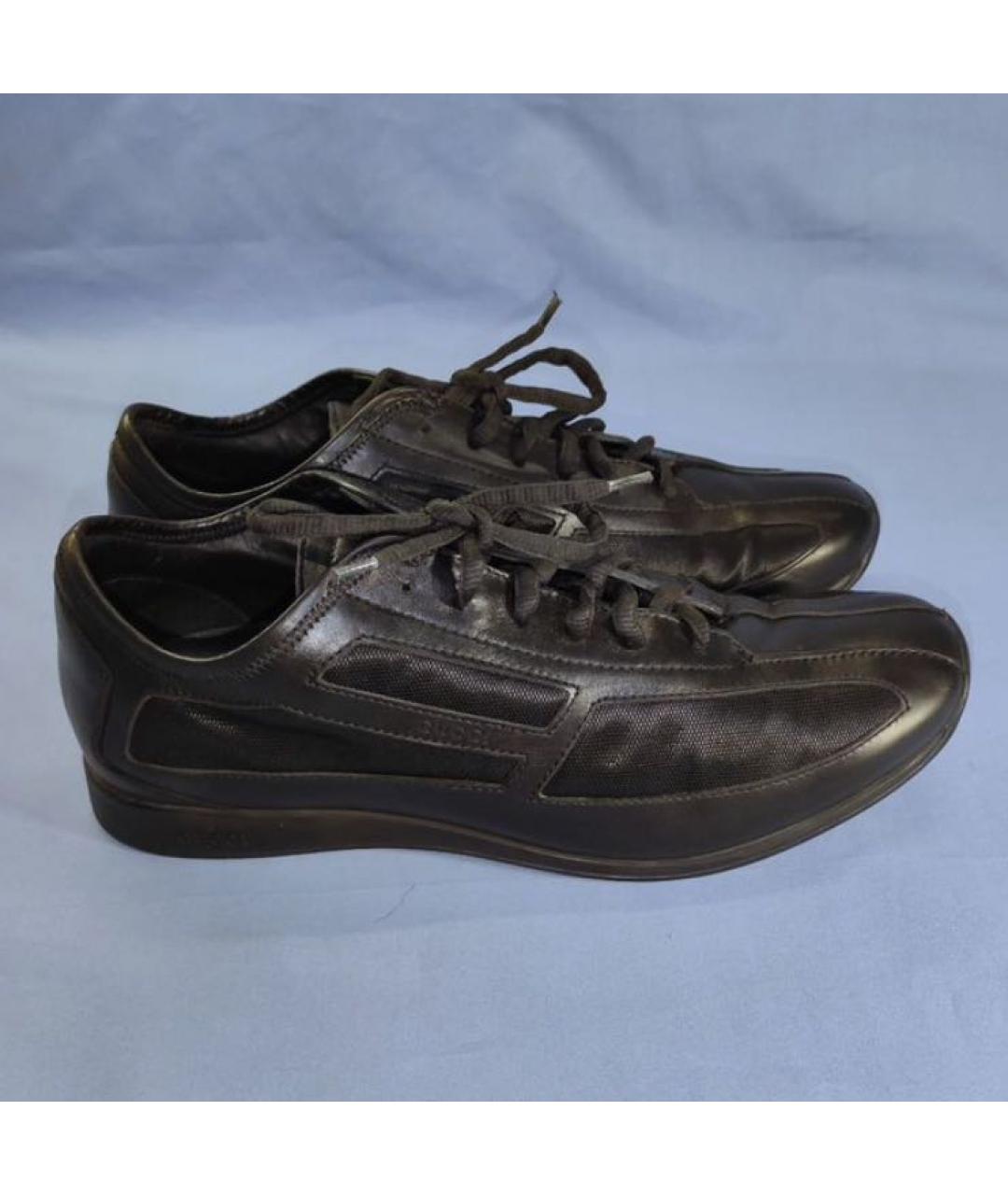 GUCCI Черные кожаные кроссовки, фото 8