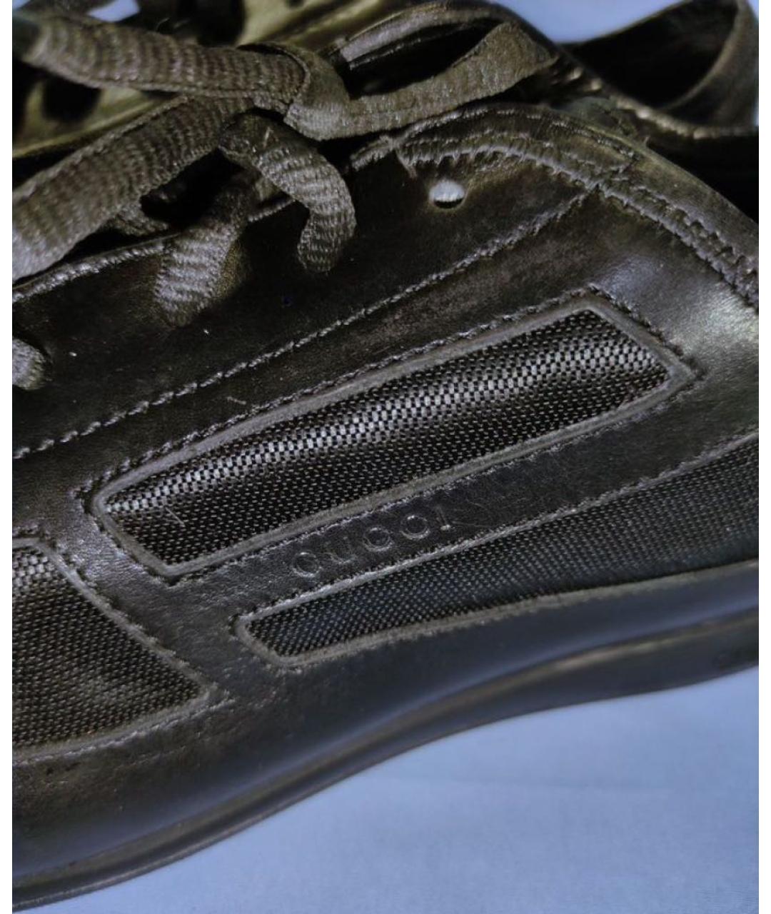 GUCCI Черные кожаные кроссовки, фото 3