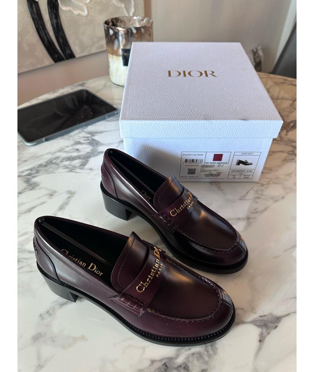 CHRISTIAN DIOR Бордовые кожаные туфли, фото 4