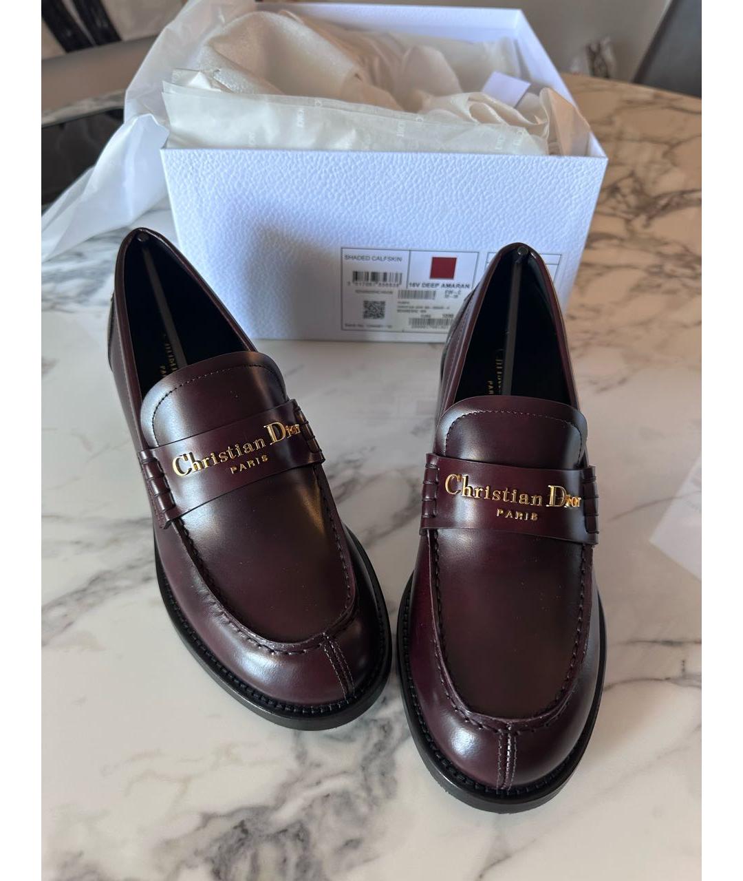 CHRISTIAN DIOR Бордовые кожаные туфли, фото 6