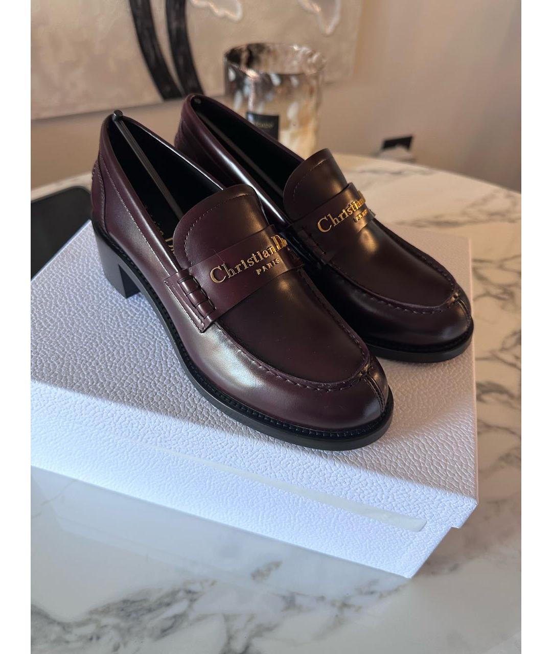 CHRISTIAN DIOR Бордовые кожаные туфли, фото 7