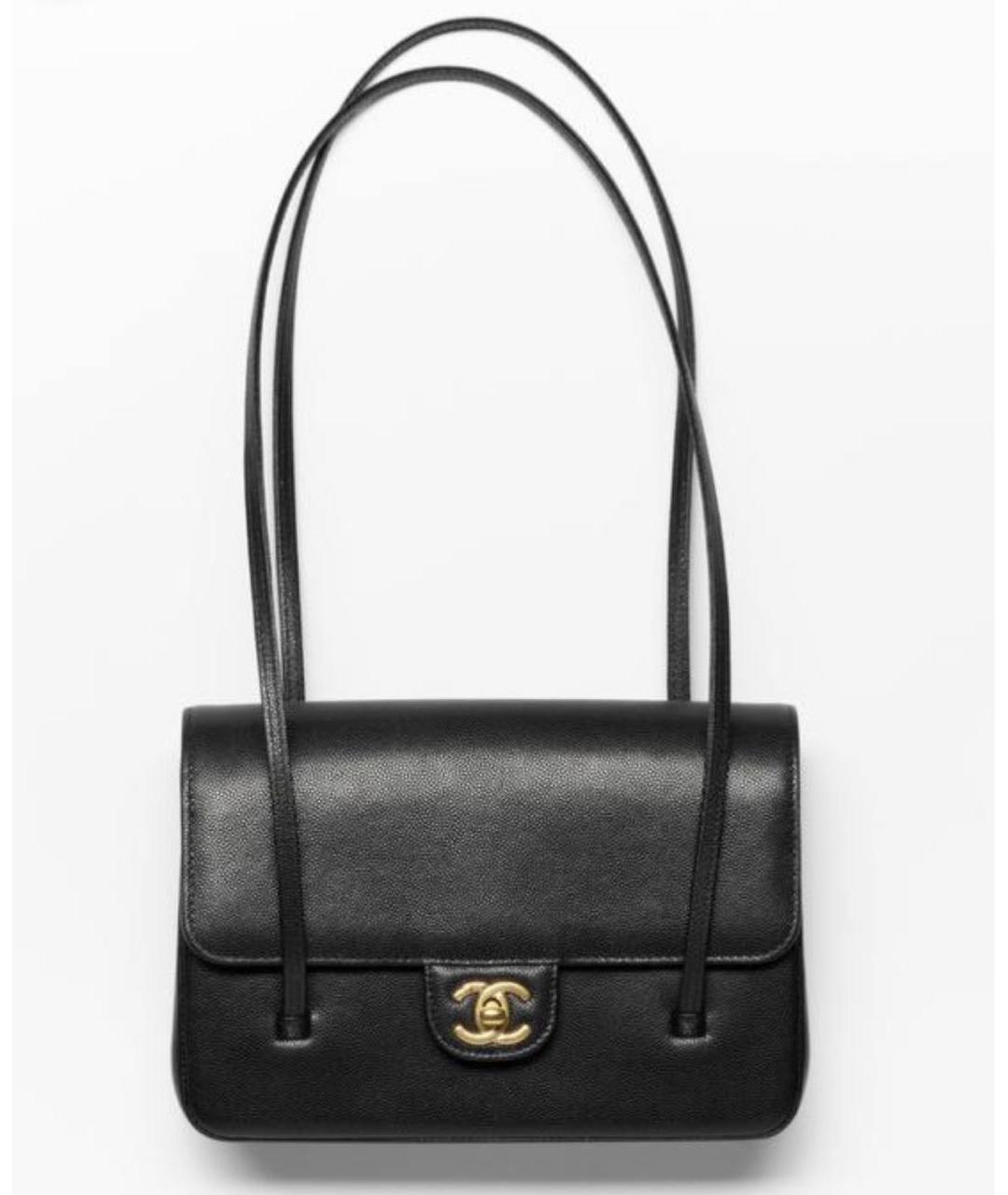 CHANEL Черная кожаная сумка с короткими ручками, фото 4