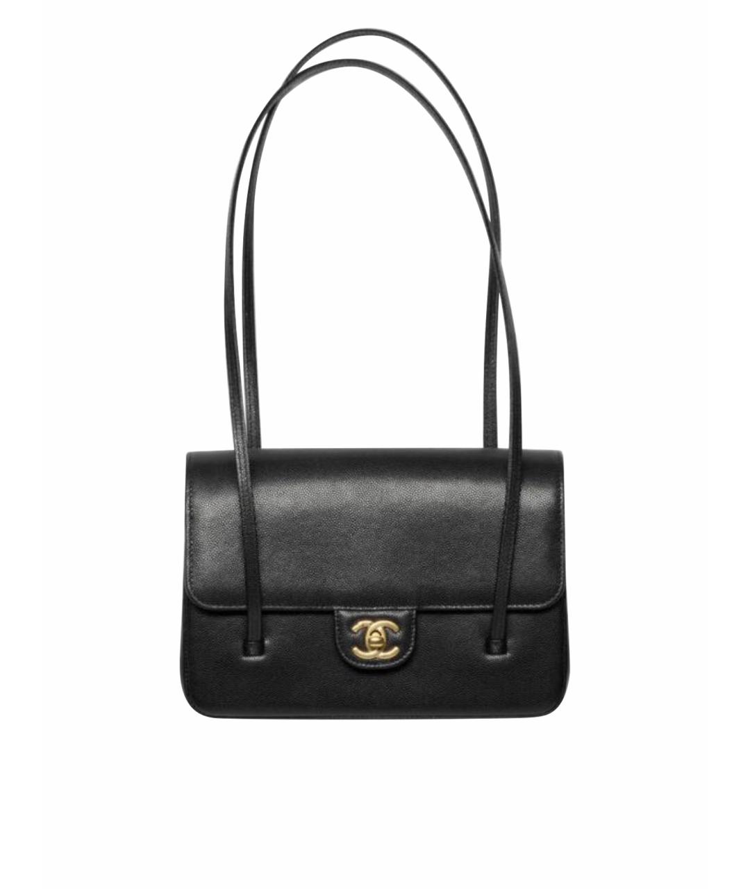 CHANEL Черная кожаная сумка с короткими ручками, фото 1