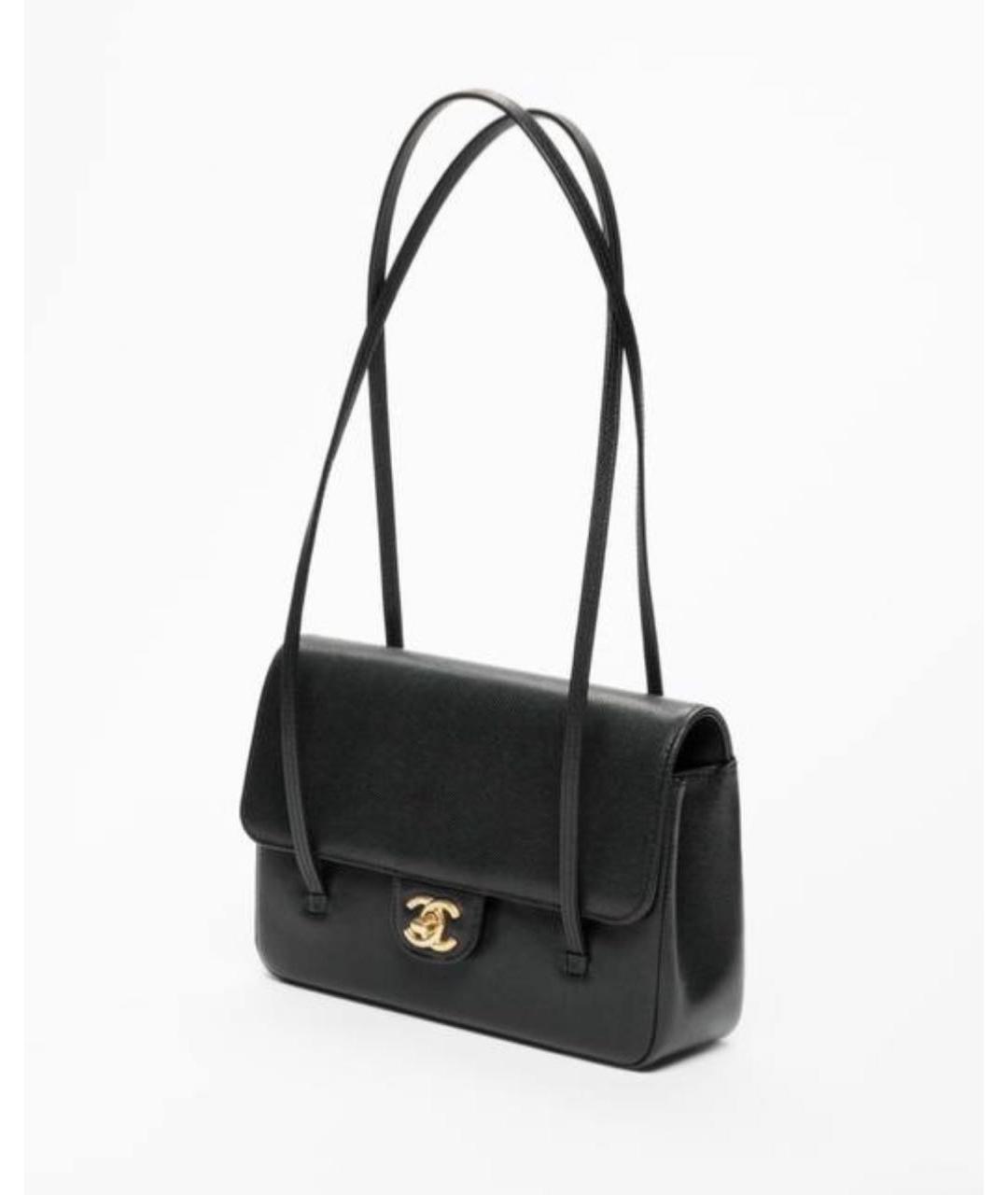 CHANEL Черная кожаная сумка с короткими ручками, фото 2