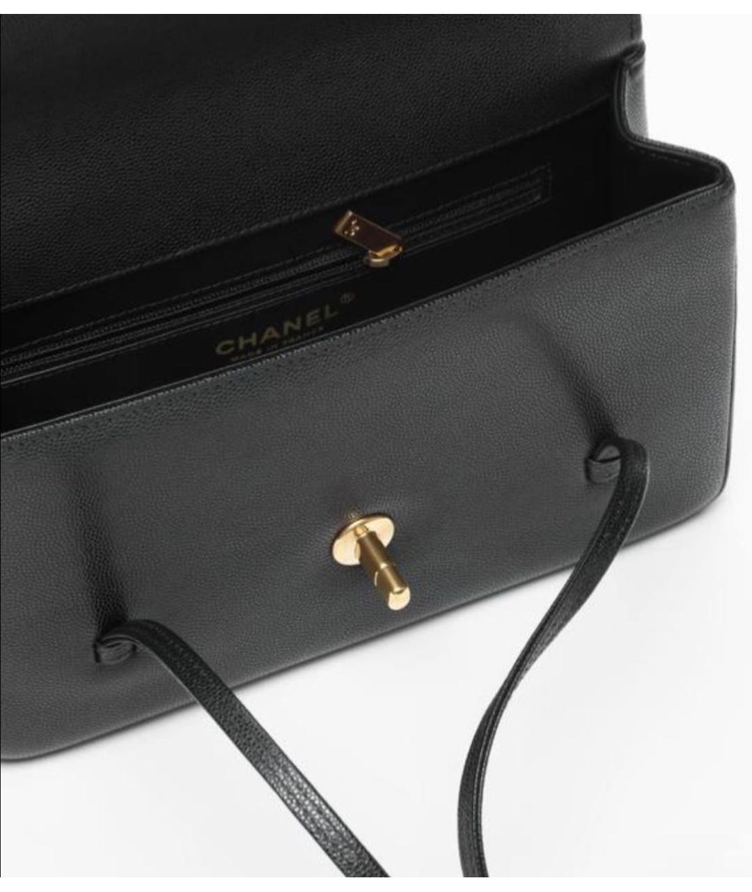 CHANEL Черная кожаная сумка с короткими ручками, фото 3