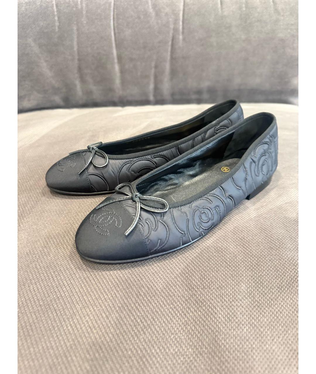 CHANEL Черные текстильные балетки, фото 4