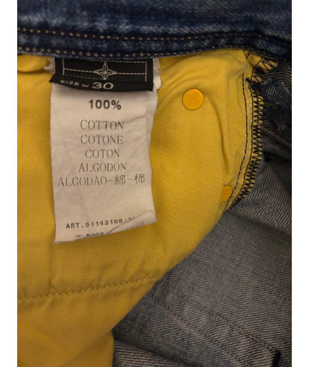 STONE ISLAND Синие хлопковые прямые джинсы, фото 8