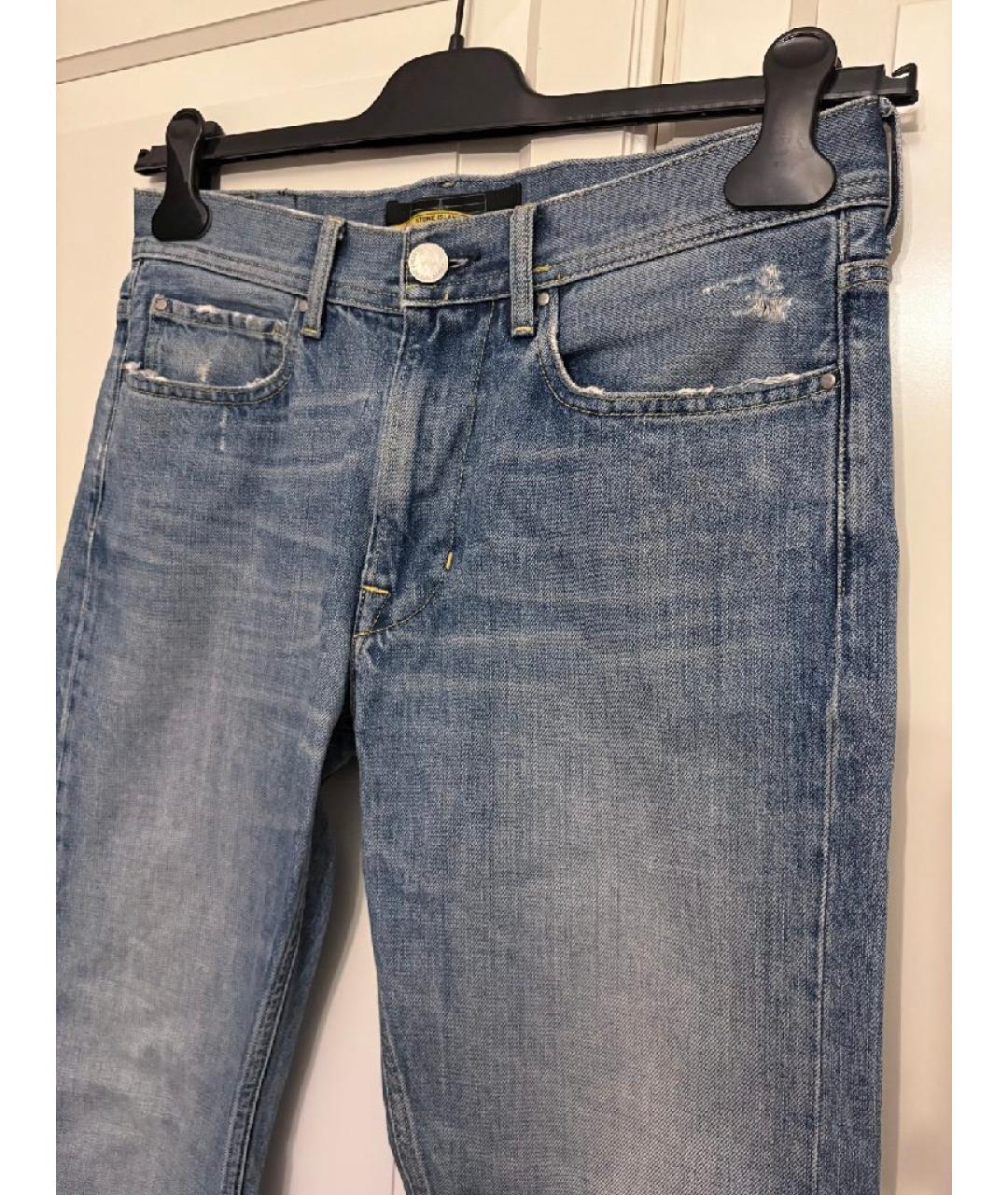 STONE ISLAND Синие хлопковые прямые джинсы, фото 5