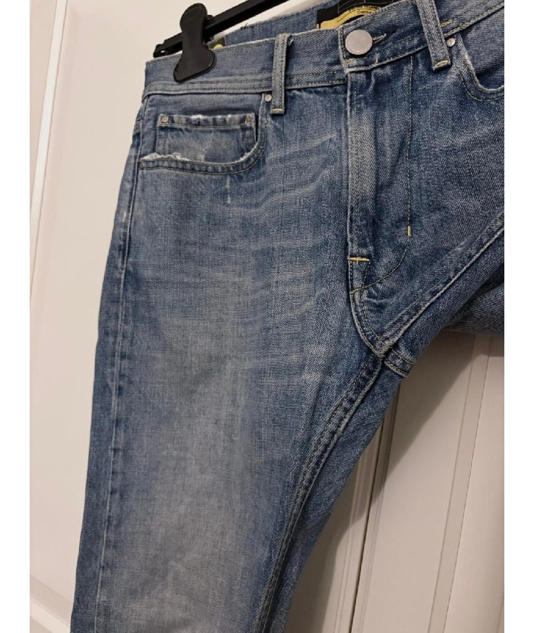 STONE ISLAND Синие хлопковые прямые джинсы, фото 2