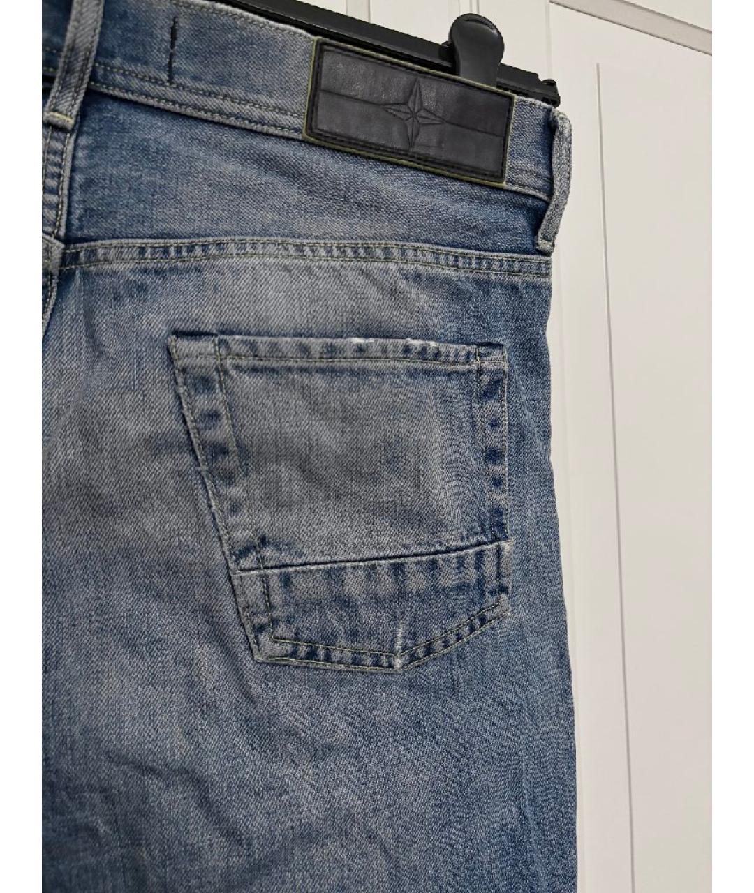 STONE ISLAND Синие хлопковые прямые джинсы, фото 4