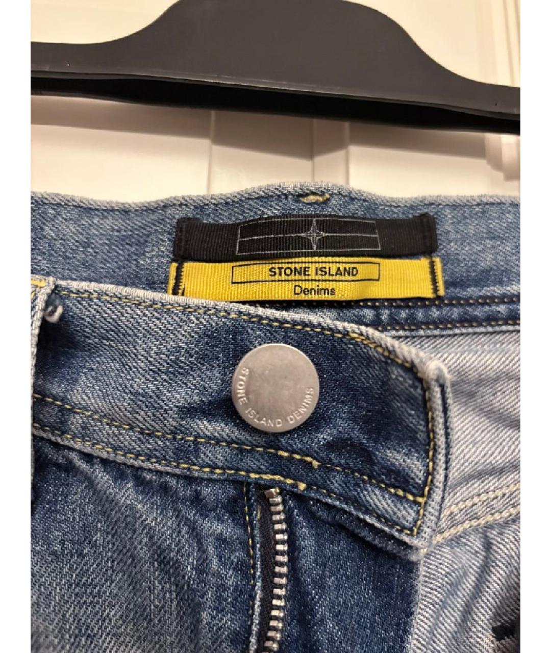 STONE ISLAND Синие хлопковые прямые джинсы, фото 6
